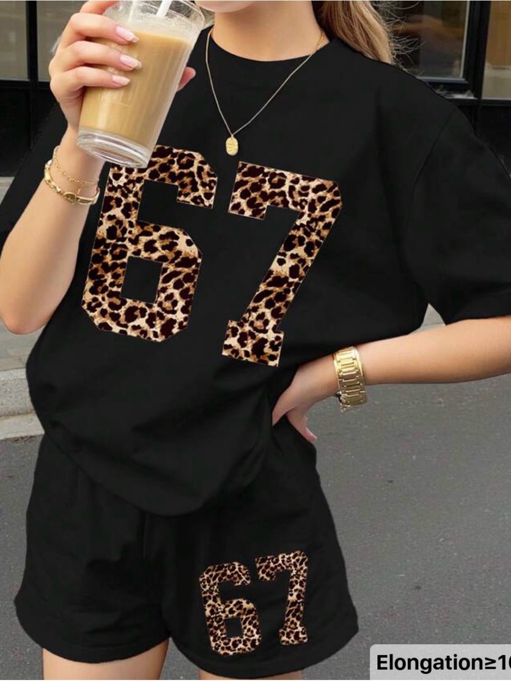 SHEIN Black Kids Pajama Set with Leopard 67 Print